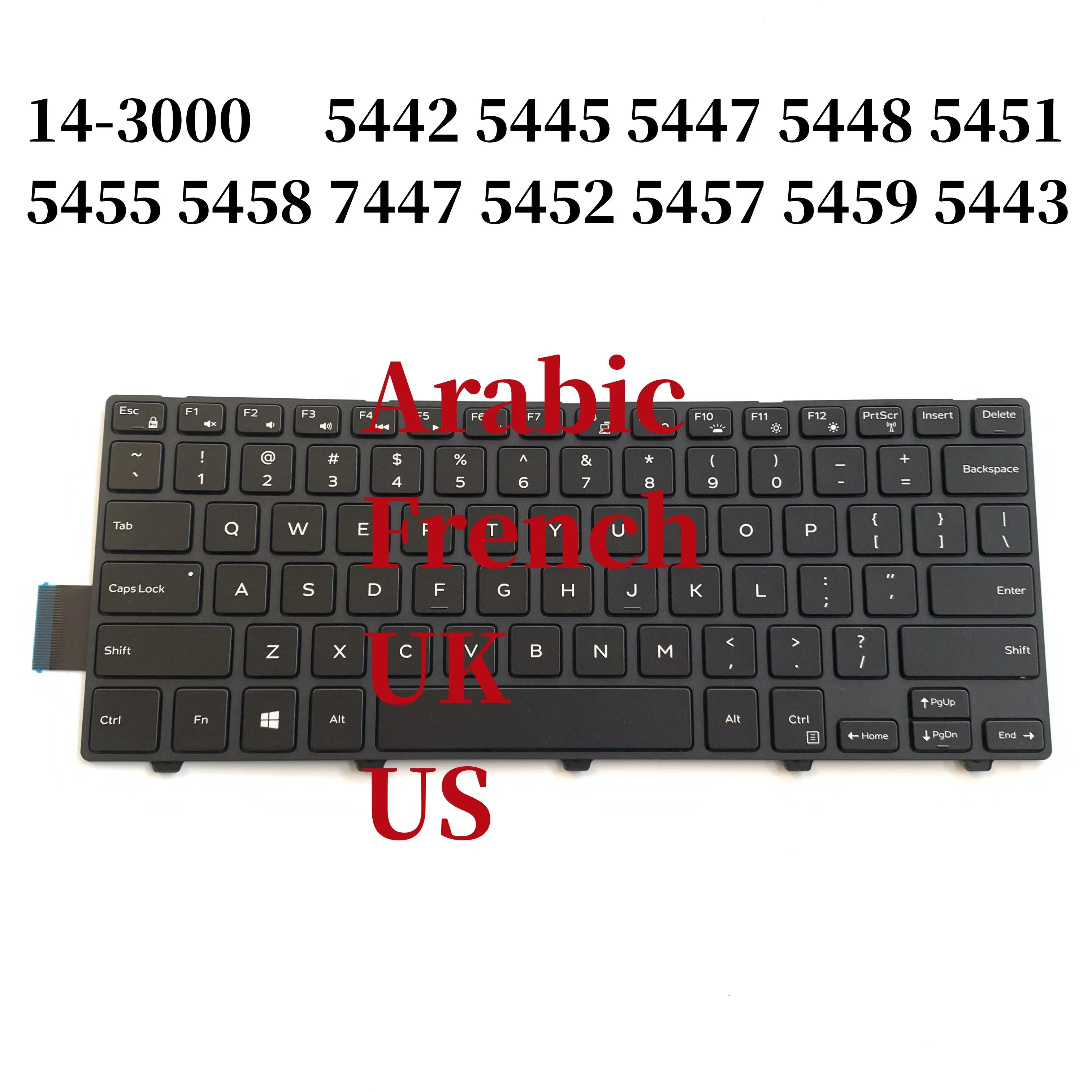 Claviers Nouveaux États-Unis UK Arabic Français pour Dell 143000 3442 3443 5442 5445 5447 5448 5451 5455 5458 7447 5452