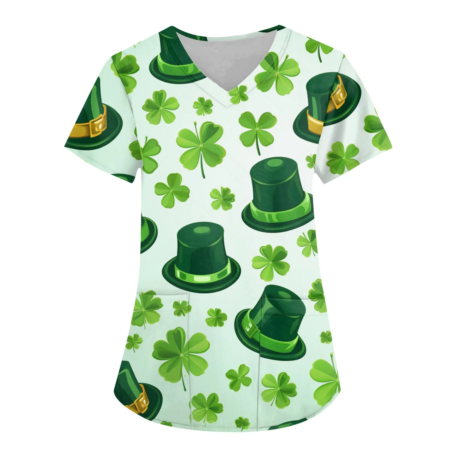 Women's St Patrick's Day Shirt - Shamrock Print Irish Short Sleeve Tee, Lucky Nurse Top, Casual St. Patty's Day Apparel - View #9