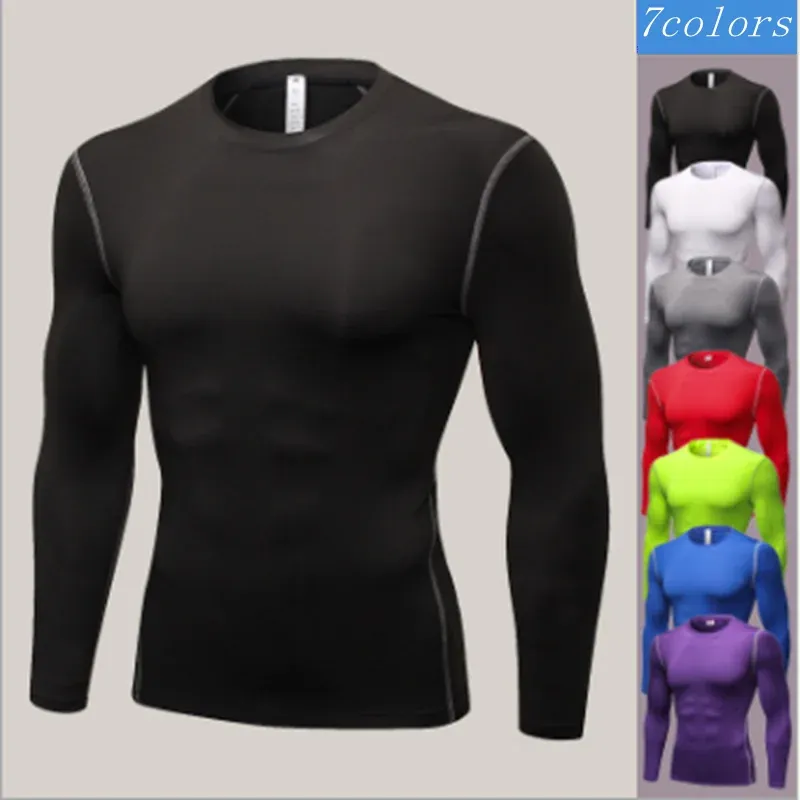 T-shirts Mens Compressie onder basislaag Top Top panty's met lange mouwen Sport snel droog lopende t-shirt gym fitness sportkleding