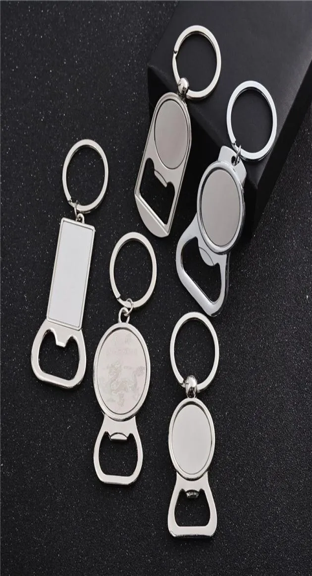 Favor de festa Sublimação em branco abridor de garrafa de cerveja Chave de metal transferência de calor Sorkscrew Ring Ring Housed Kitchen Tool DD9953724212