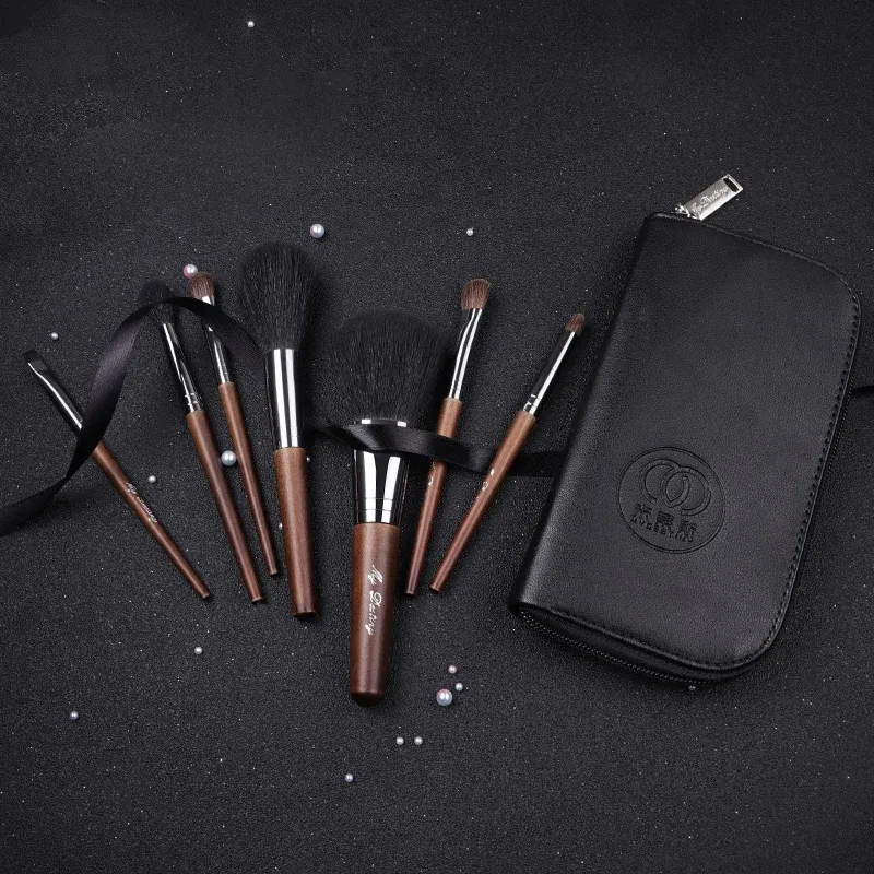 Kits My Destiny Makeup BrushPortable 7Pcs Short Handle BrushesSynthetic HairTravelling SetBeginersWood HandleSuper Soft