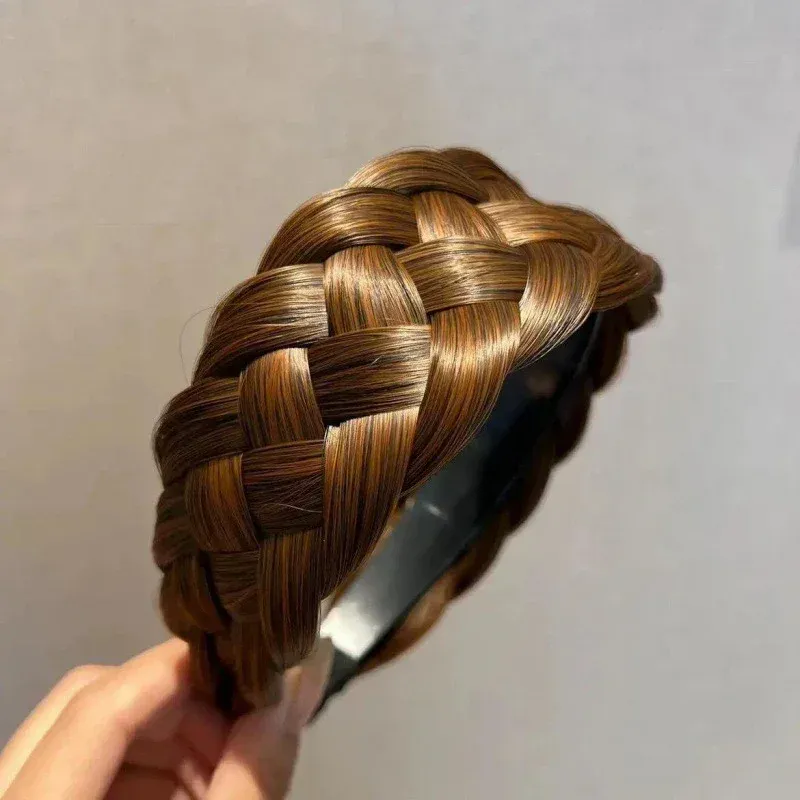 Handmade Fishbone Braids Twist headband hair wig for Women