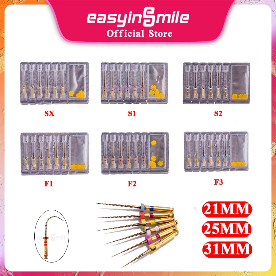 6pcs/pacco easyinsmile file endo endo oro file niti x-pro file endodontico rotante conico