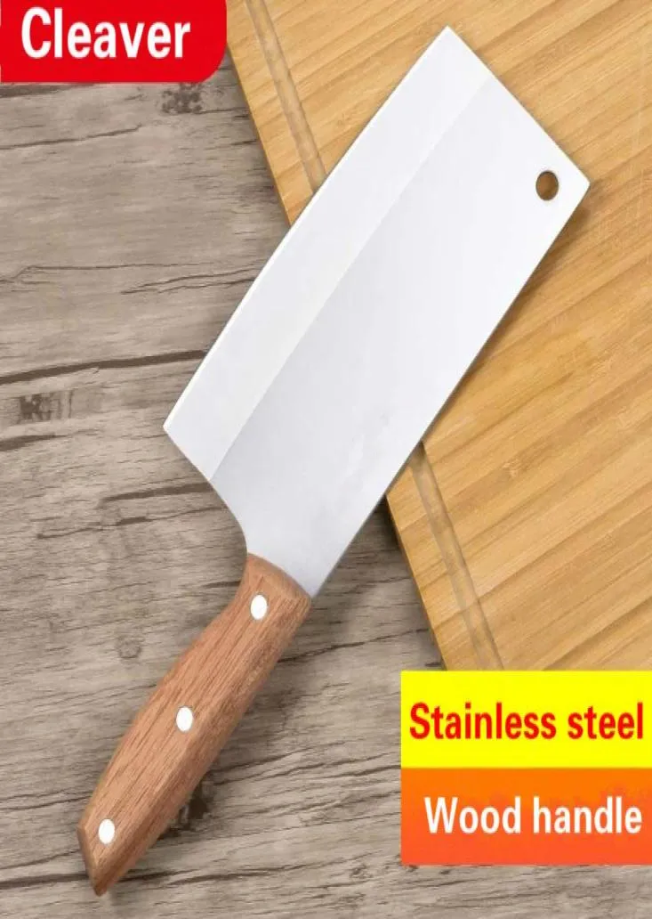 Cocina de acero inoxidable Chef Knife Meat Cleaver Butcher Chopper Cortador de verduras Combinada de cocina con mango de madera9359947