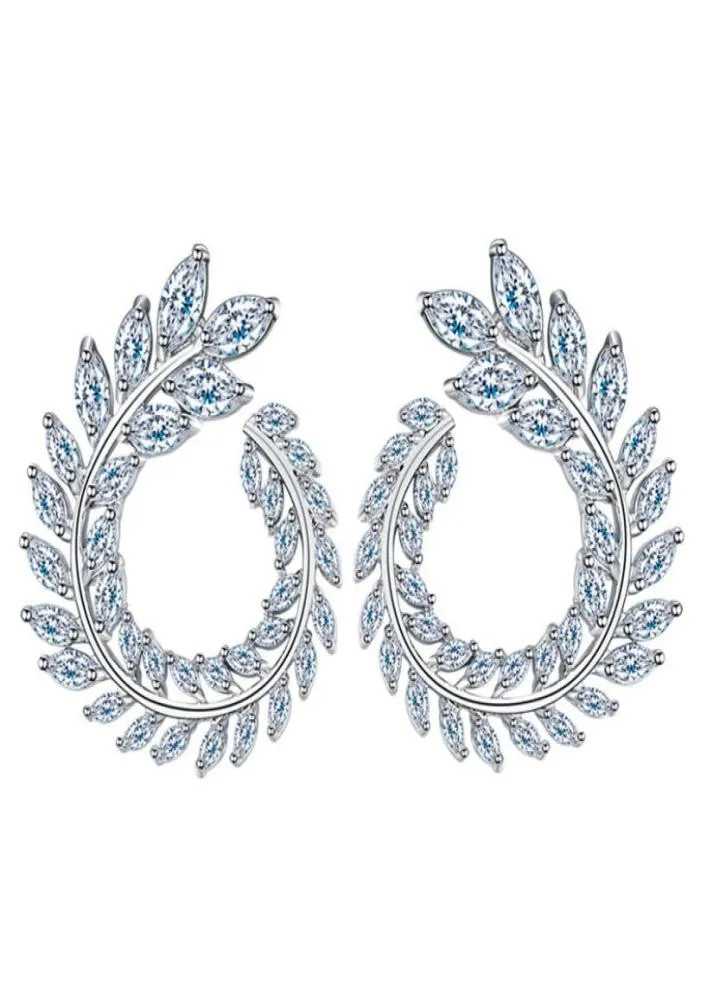 Boucles d'oreilles bijoux élégantes Circle de feuilles AAA CUBIC Zirconia Copper White Cz Boucle d'oreille pour femmes Party Diamond Boucles d'oreilles gracieuses BRI5247570