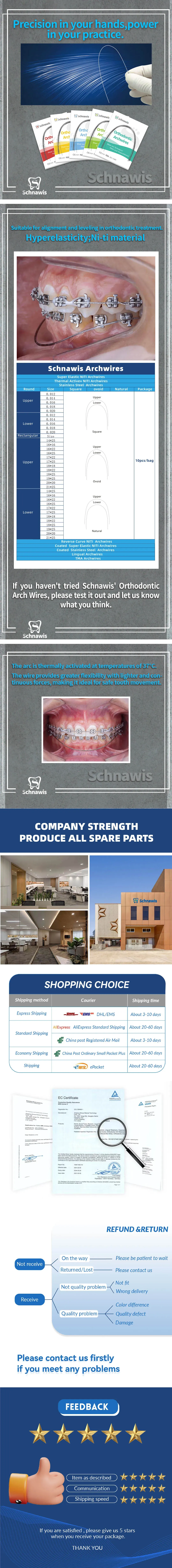10-Pack Dental Twist Wire - Rectangular Niti Arch 18x25 For Orthodontic Brackets