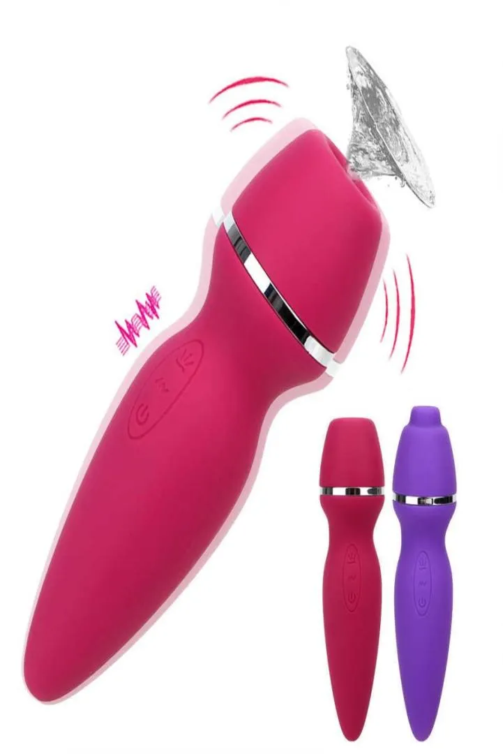 Massagesposter Uppgradering 7 Speed ​​CLIT Sucker Vibrator Blowjob vibrerande sexiga leksaker för kvinnor med två huvud orala slickande klitoris nippl6383724