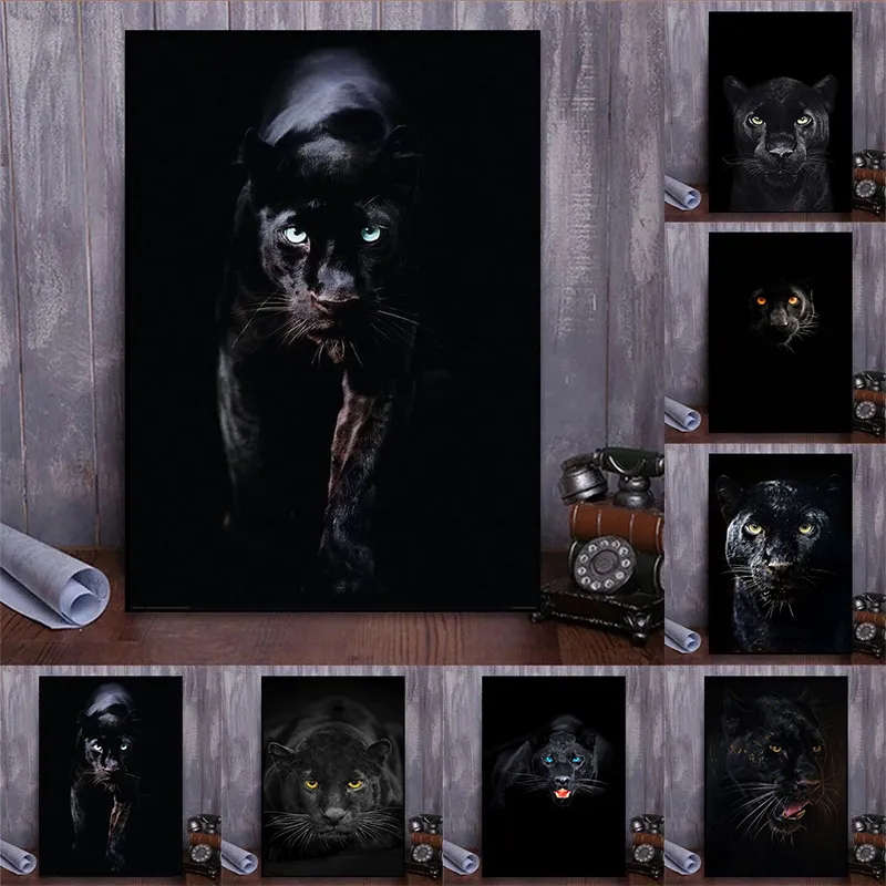 Canvas Painting Black Panther Animal Art Feline... From Dh912686698 ...