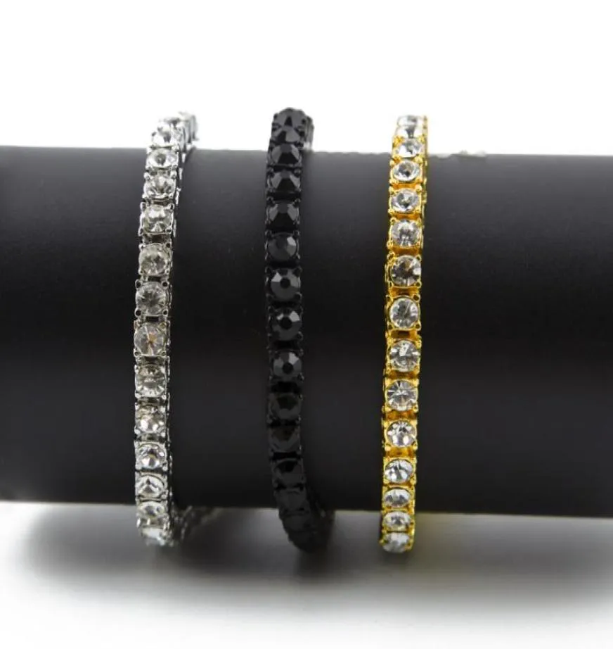 Iced Out 1 rangée 5 mm Bracelet Men Hip Hop Style Clear Simulate Diamond 789inches Bracelets Bling Bling2519081