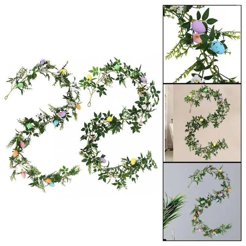 Decorative Flowers Artificial Easter Egg Garland 200cm/78.74inch Ornament Day Supplies For Holiday Party Door Patio Porch Mantels Front