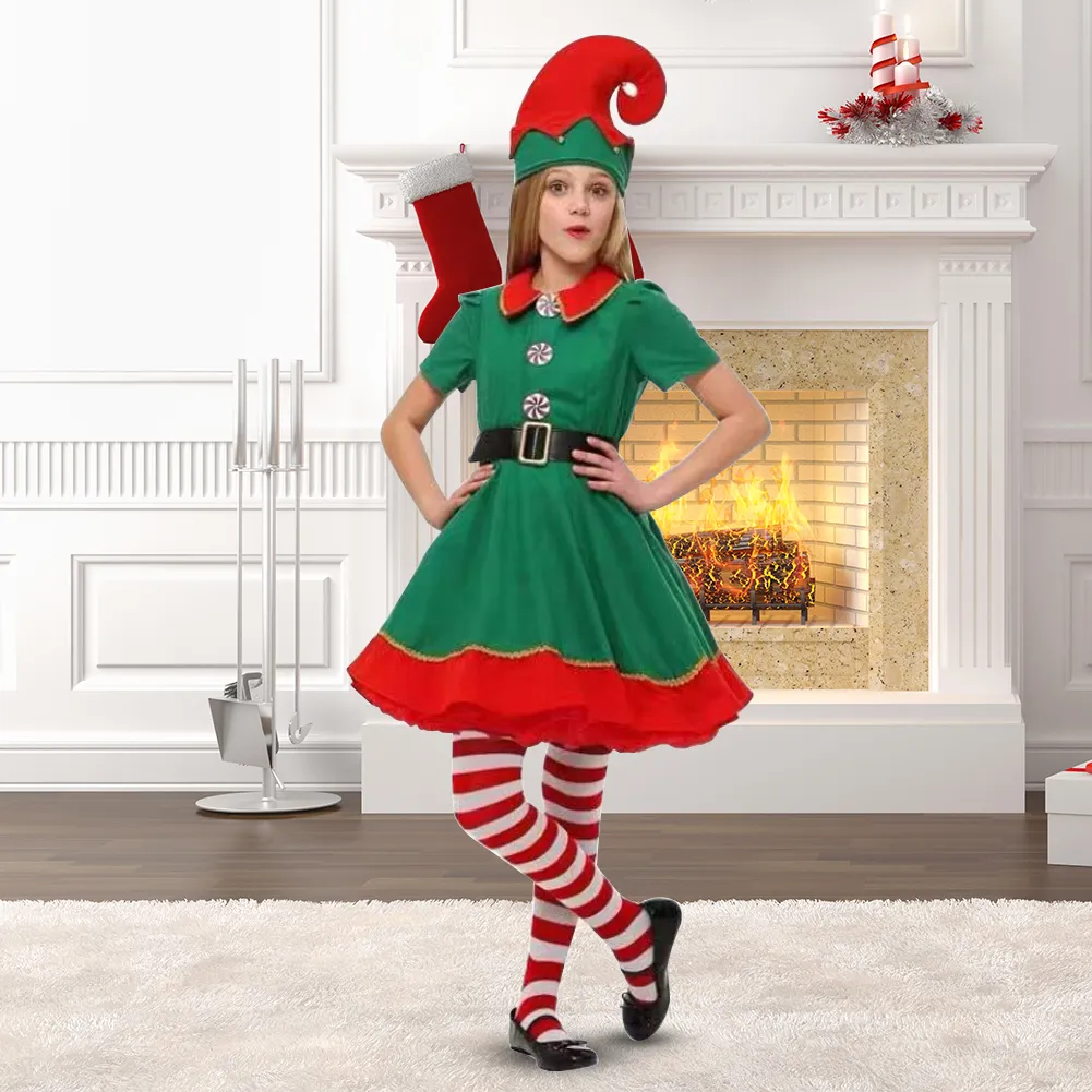 Green Christmas Elf Costume Set for Adults and Kids, Festival Santa Clause,  New Year Children's Clothing, Fancy Novelty Xmas Party Dress from Dhgate  Party Hats - price 9.28
