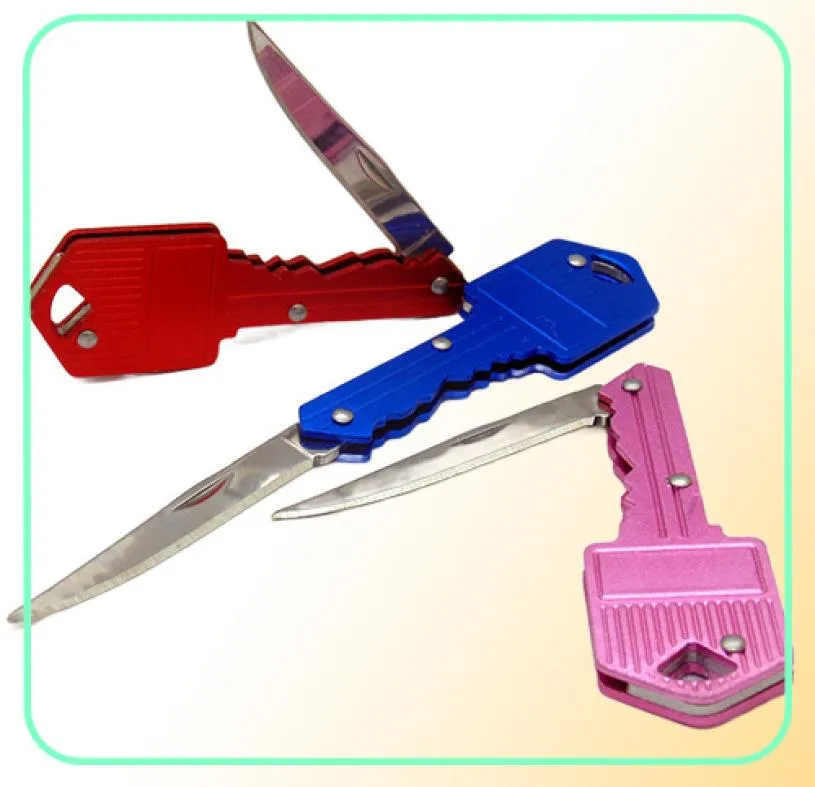Rostfritt stål kök folding kniv nyckelring mini utomhus camping jakt taktik överlevnad edc verktyg 6 färger1409317