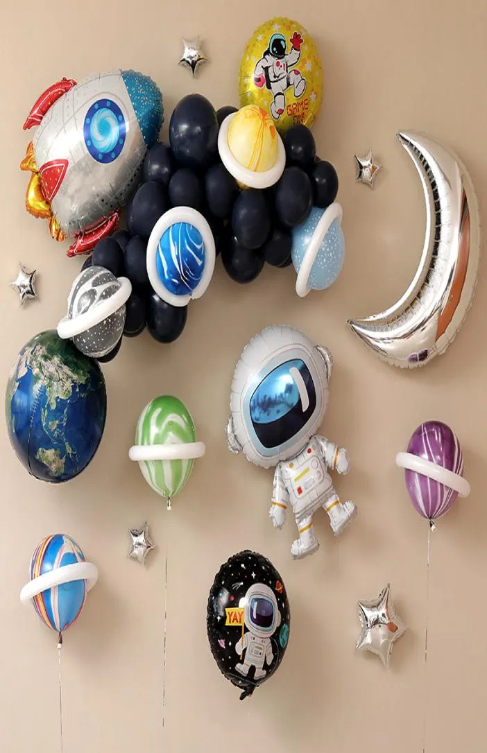 Rocket Astros Balloon Birthday Astronaut Spaceship Aluminum Film Cartoon SciFi Space Anime Theme Party Decoration7438188