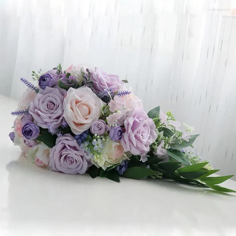 Wedding Flowers Lavndear Purple With Champagne Bouquet Bridal Bouquets Graden Style Long