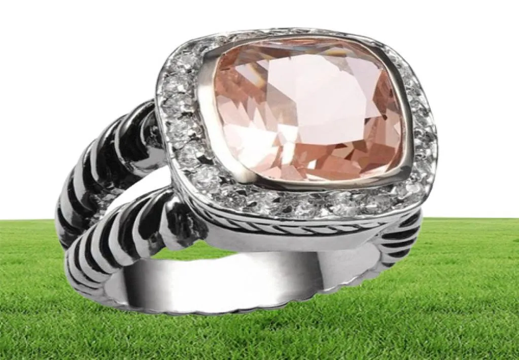 Morganite 925 Стерлинговое серебро высокое кольцо для мужчин и женских ювелирных ювелирных ювелирных ювелирных ювелирных изделий. Размер 6 7 8 9 10 F146151604719573138