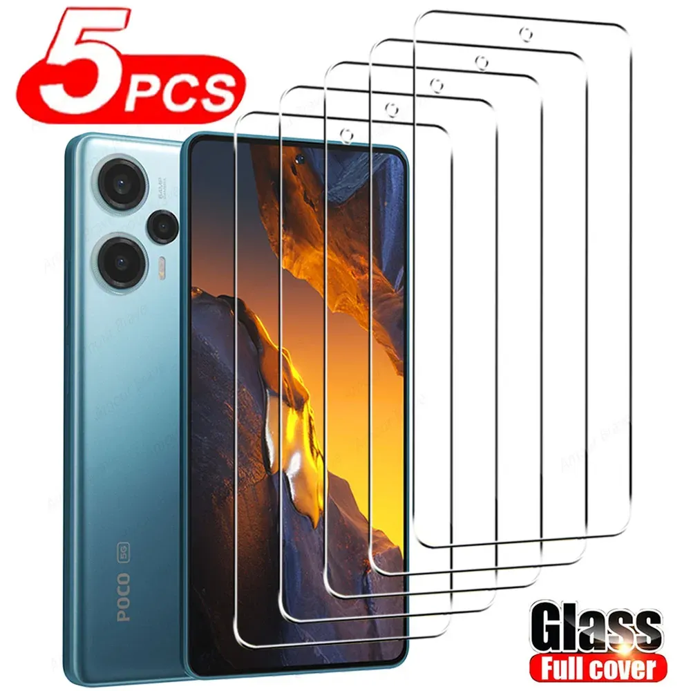 5pcs Защитное измеченное стекло для Poco F5 X5 Pro 5G F4 GT X4 M4 M3 x3 Pro F3 M5 Стекло для Xiaomi Poco F5 Pro Protector