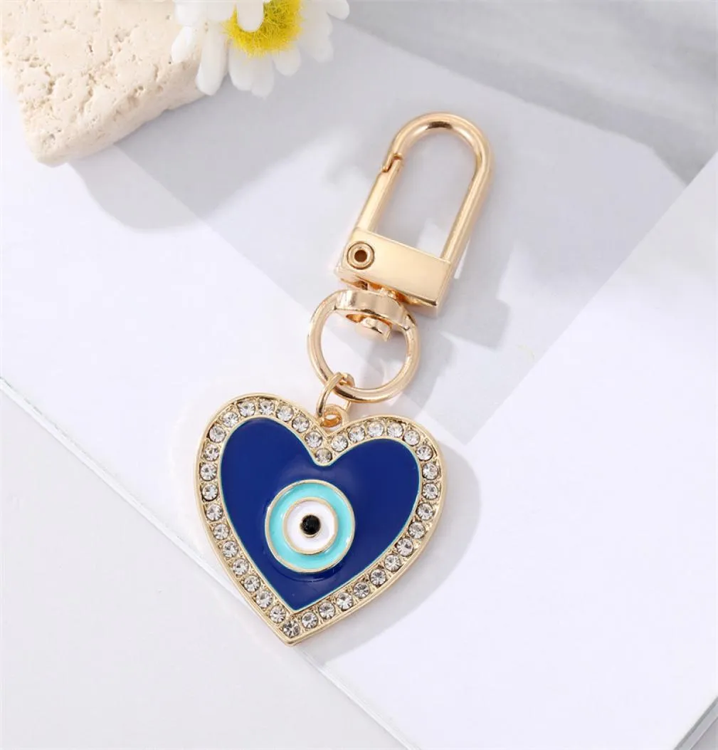 Water Drop Heart Evil Eye Keychain Keyring For Friend Par Emamel Blue Eye Bag Car Charm Accessories Jewelry2698160