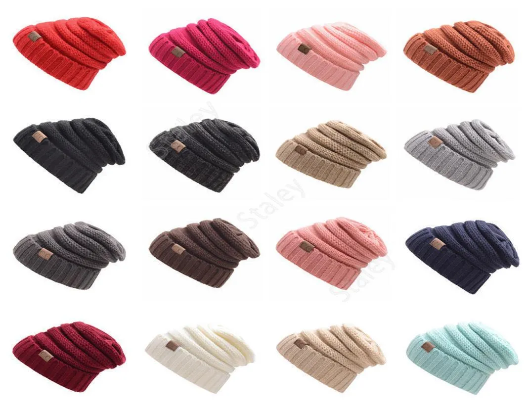 CC dzianinowe czapki modne zimowe czapkę ciepłe duże, grube czaszki czaszki miękki kabel dzianin glebi szydełkowe szydełkowe 17 kolorów 20pcs TCC035409555