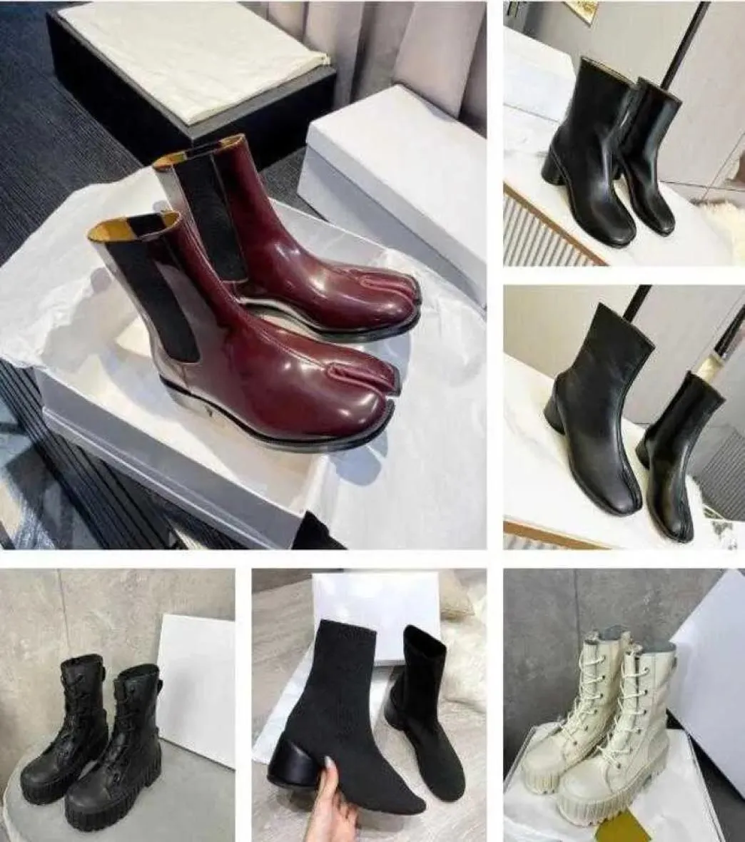 Maison Tabi Boots tornozelo Designer Four Stitches Decortique Boot Leather Moda Mulher Margiela Tamanho 3540 UWI42067254