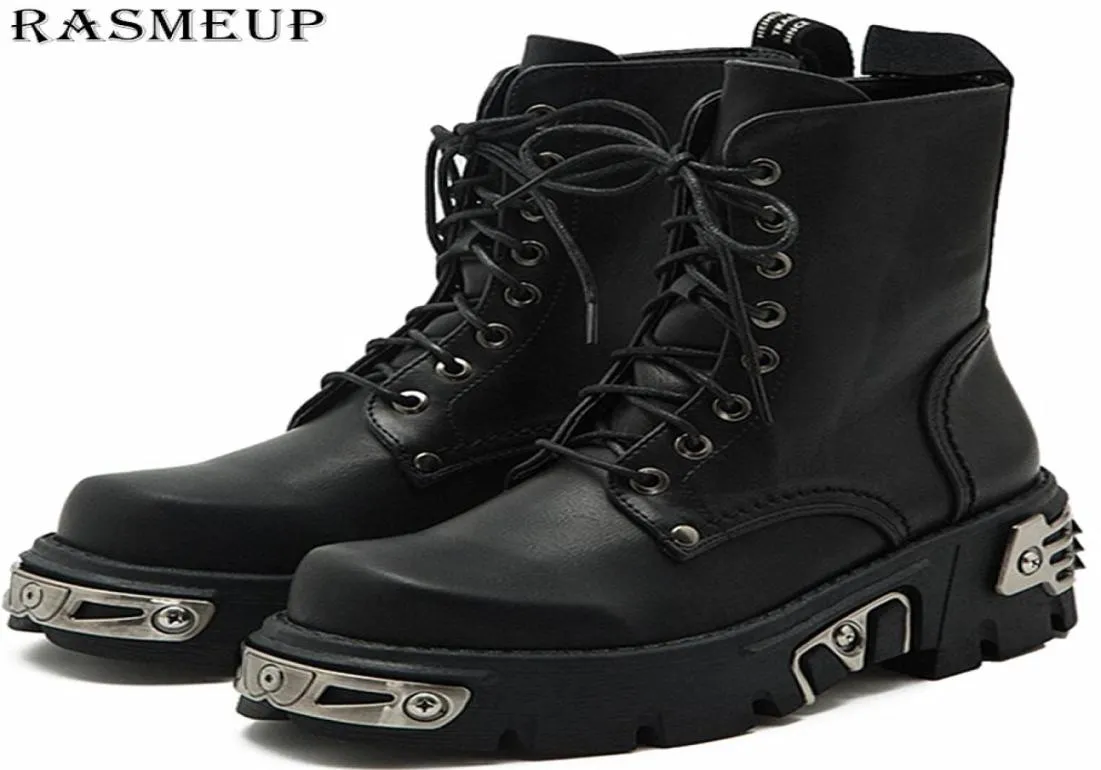 Rasmeup 6cm Punk Style Platform Women Angle Boots Women039S Мотоциклевые ботинки мода мода Ladies Cunky Shoes