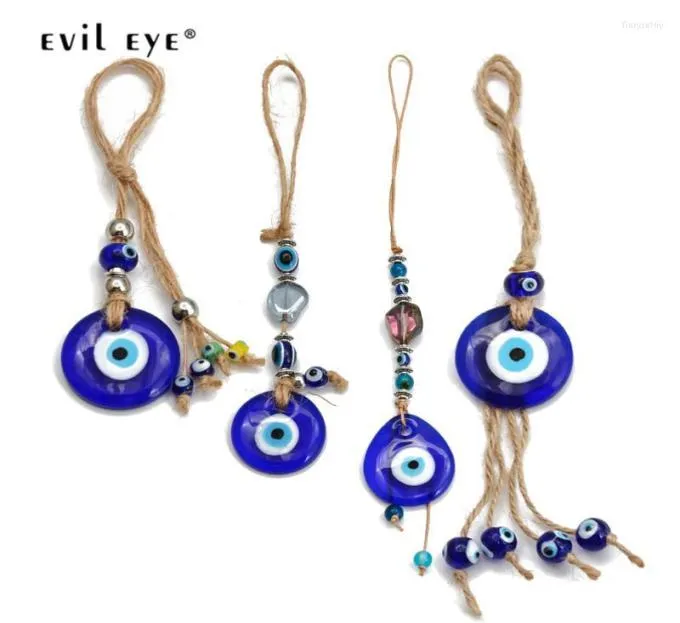 Keychains Eye tressé corde en verre bleu bleu turc malélisé pendant mur suspendu désarmées à la main pour le salon de la maison