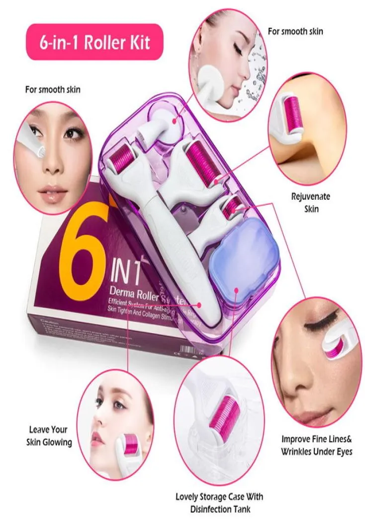 6in1 kit micro-teedle titanium micro aiguille rouleau facial pour le visage des yeux Traitement du corps Nettoyer Facial Clean8684017