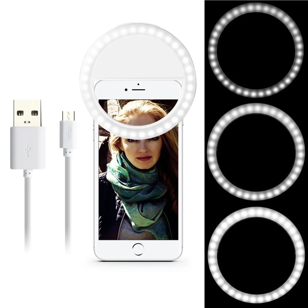 Selfie Light Réglable 4 modes remplissage Lights Photographie Lumière de selfie Lumière pour les accessoires de prise de vue Téléphones cellulaires