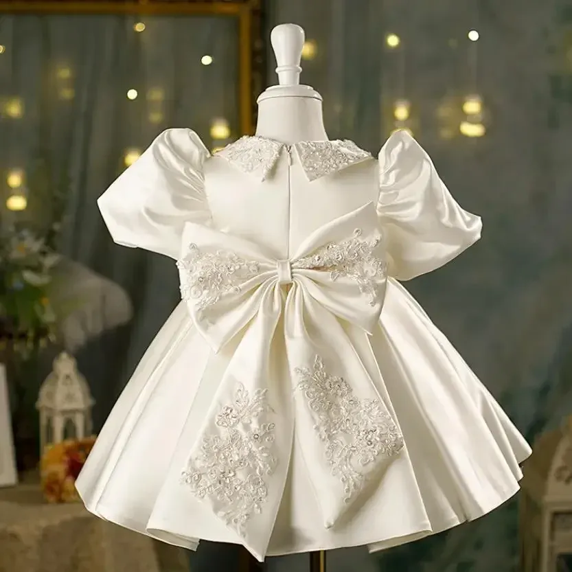High End Flower Girls Lace Bow Spanish Vintage Birthday Dresses for Girls