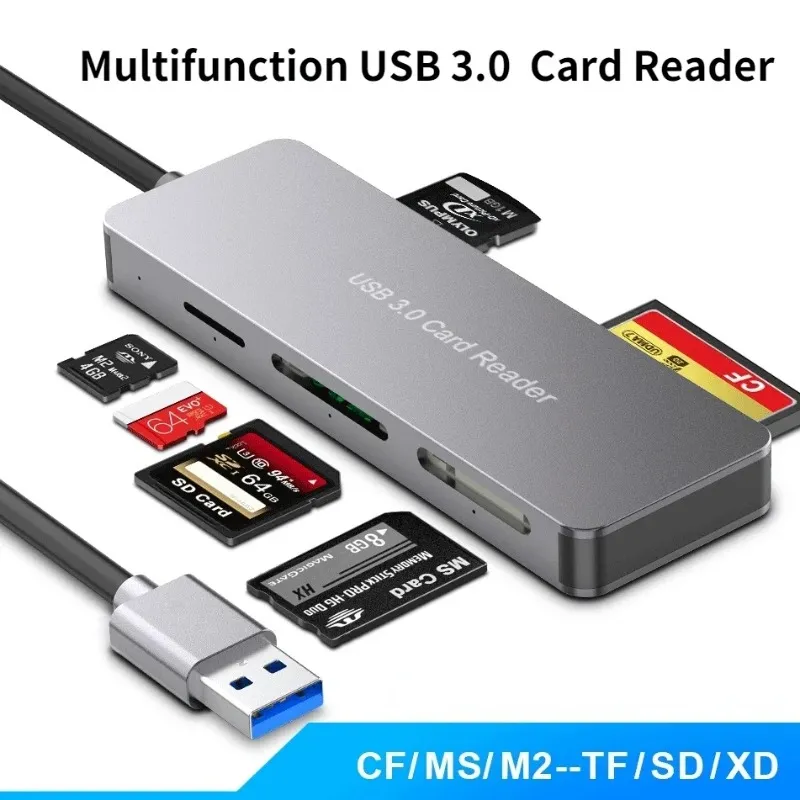 2024 USB 3.0 Card Reader SD Micro SD TF CF MS XD Compact Flash Smart Memory Card Adapter for Laptop Multifuntion CF Card Reader for laptop