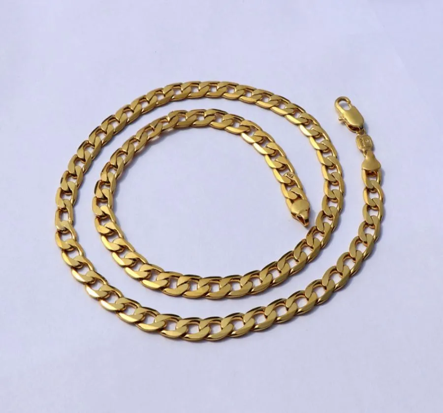 Чистое 18 k Gf Желтовое золотое ожерелье Solid Stamep Au 750 24 quot Curb Chain Ожерелье Сплошное день рождения подарок валентинки Valuable9041824