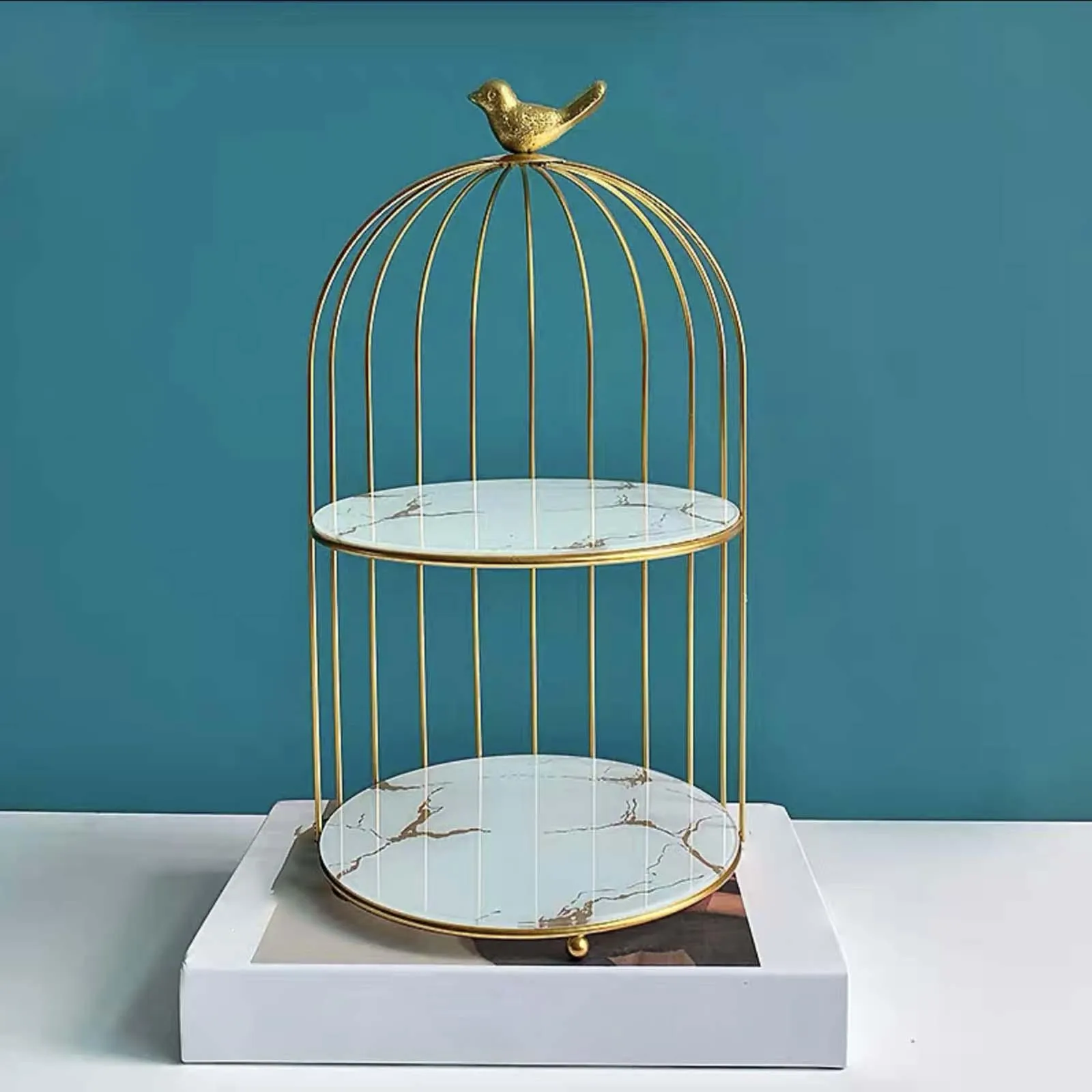 Cosmetics Storage Rack Antique Bird Cage Jewelry Holder Dessert Cupcake