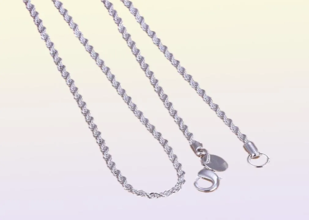 混合16039039 18039039 20039039 22039039 24039039 Women039S 2mm Chains Necklace 925 Sterli2786775