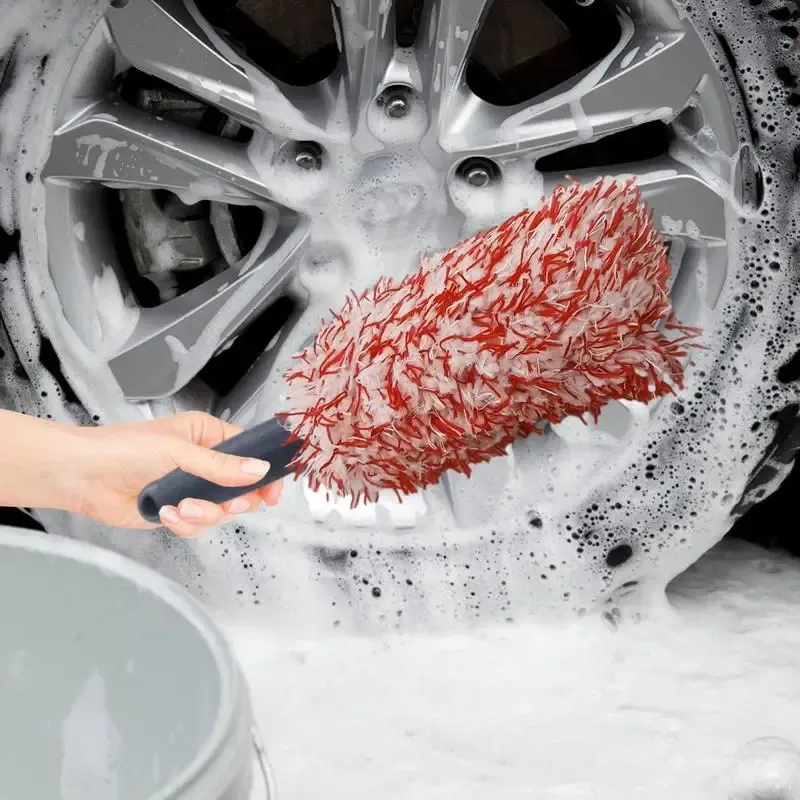 Car Wash Super Brush Plush Premium Wheels Borstel Niet-sliphandgreep Gemakkelijk om velgen te reinigen spaken wiel vat auto-accessoires