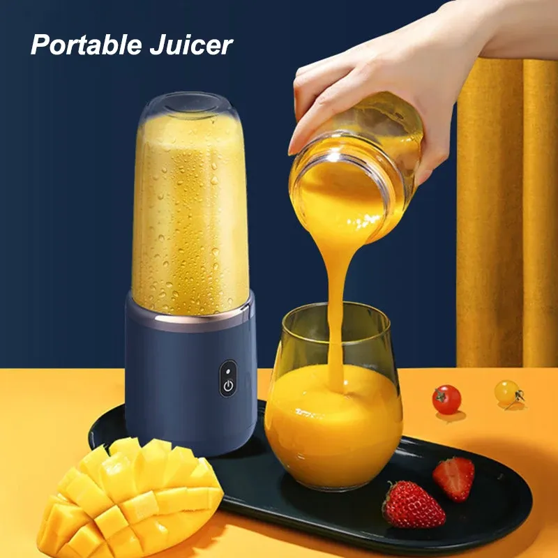 Juicers draagbare reisblender 400 ml Mini Juicer Home Multifunctionele elektrische saper Smoothiesap Melkmixer 6 Blades