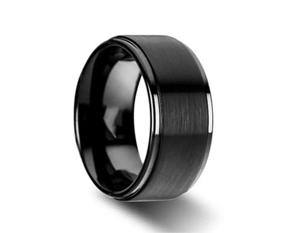 6mm8mm Titanium Wedding Rings Black Band in Comfort Fit Matte Finish for Men Women 6141686766