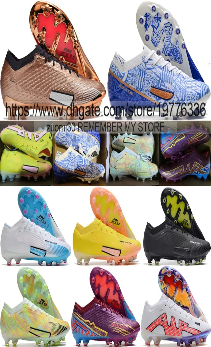 Stuur met zakkwaliteit voetballaarzen Zoom Mercurial Vapores 15 Elite AG Ac -gebreide heren Voetbal Cleats CR7 Ronaldo Mbappe Outdoor TRA1298991