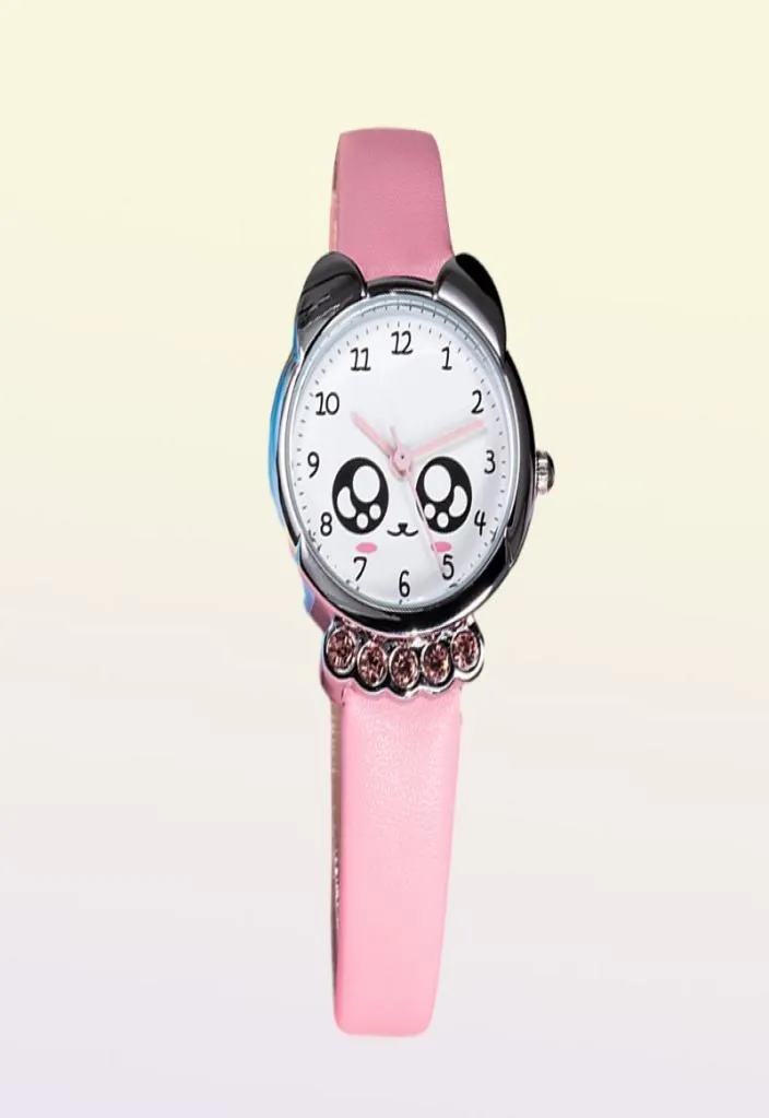KDMガールウォッチキッズキッピングかわいい目ダイヤモンド防水本物の革の腕時計の素敵な子供時計学生時計lj2009117871009