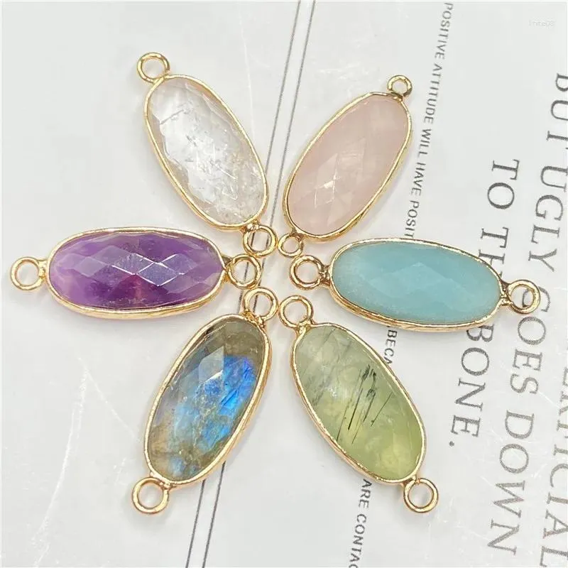 Colliers pendentiels 12pcs / lot 30 10 mm Connecteur en pierre de quartz en cristal naturel Amazonite Amethyst Making Wholesals for Small Business