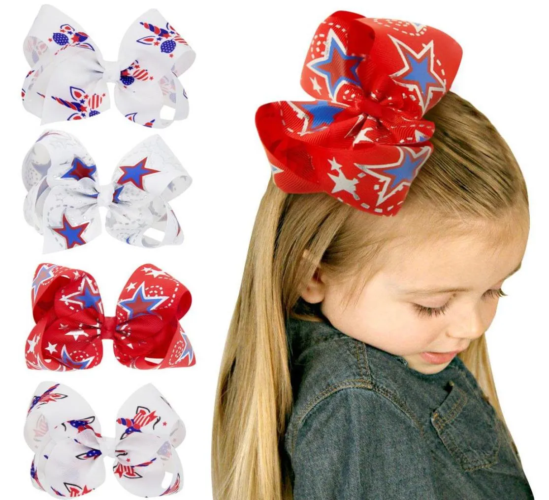 Unicorn Ribbon 4. Juli Haarbögen Clips Girls Hairbow USA Flagge Independence Day Hairgip Festival Kinder Haarzubehör3780256