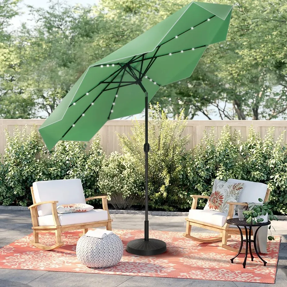 0 patio hanging umbrella sun shade with solar led lights 10′ Solar LED Market Patio Umbrella with Tilt & Crank 24 LED Lights – Uncle  Wiener's Wholesale