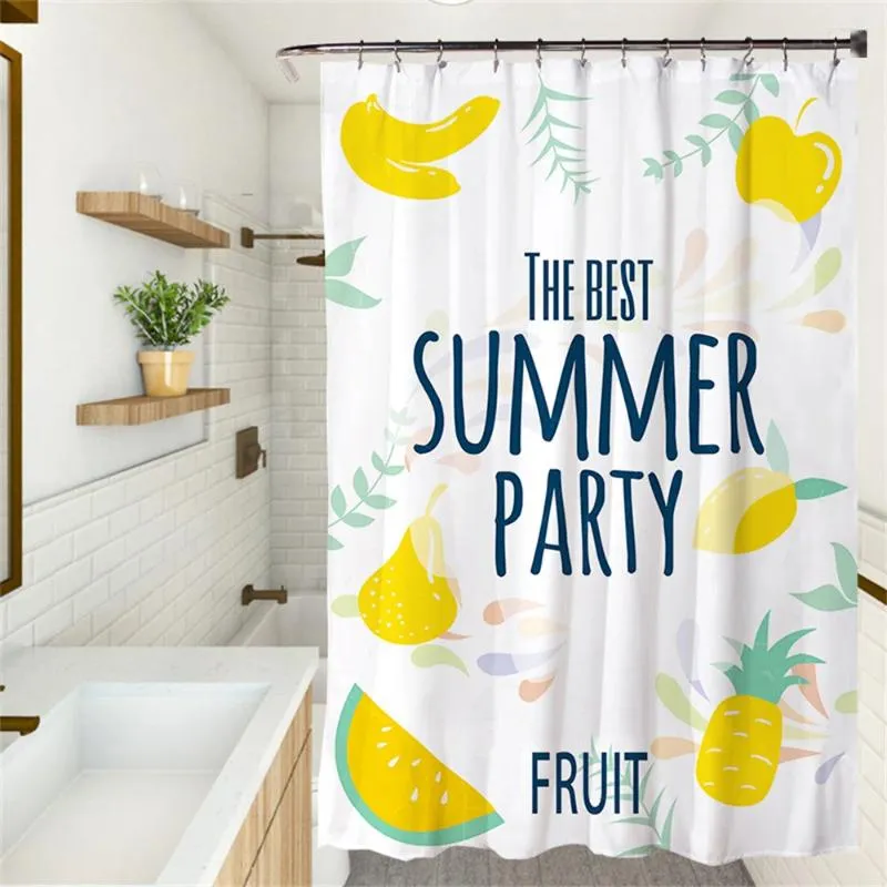 Douche gordijnen zonnebloem tropisch fruit badkamer gordijn ingeploten plant oranje polyester waterdichte stof afwerking met haak