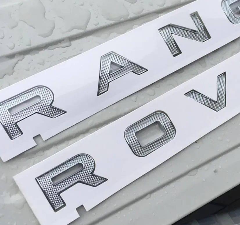 Letters Emblem Badge Logo para Range Rover SV Autobiografia Sport Discovery Evoque Velar Car Hood Trunk Badge Sticker9111148