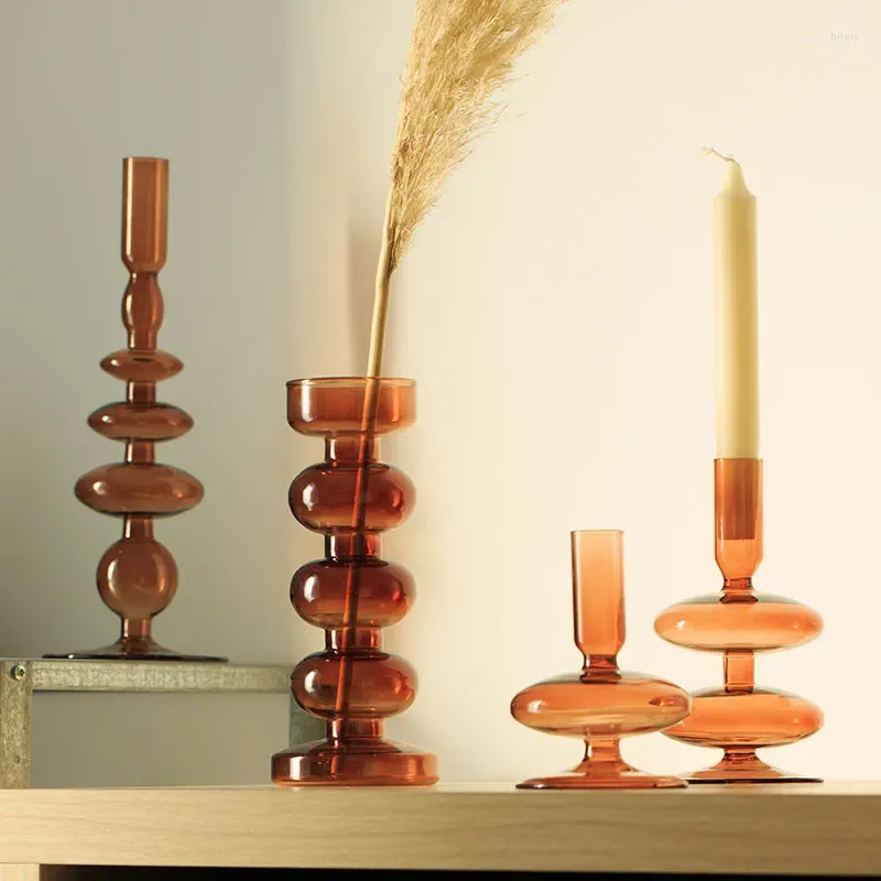 Mum Tutucular Cam Centerpieces Modern İskandinav Basit Geometrik Gümüş Mumlar Masa Zarif Şamlar Tealight Tutucu Dekor