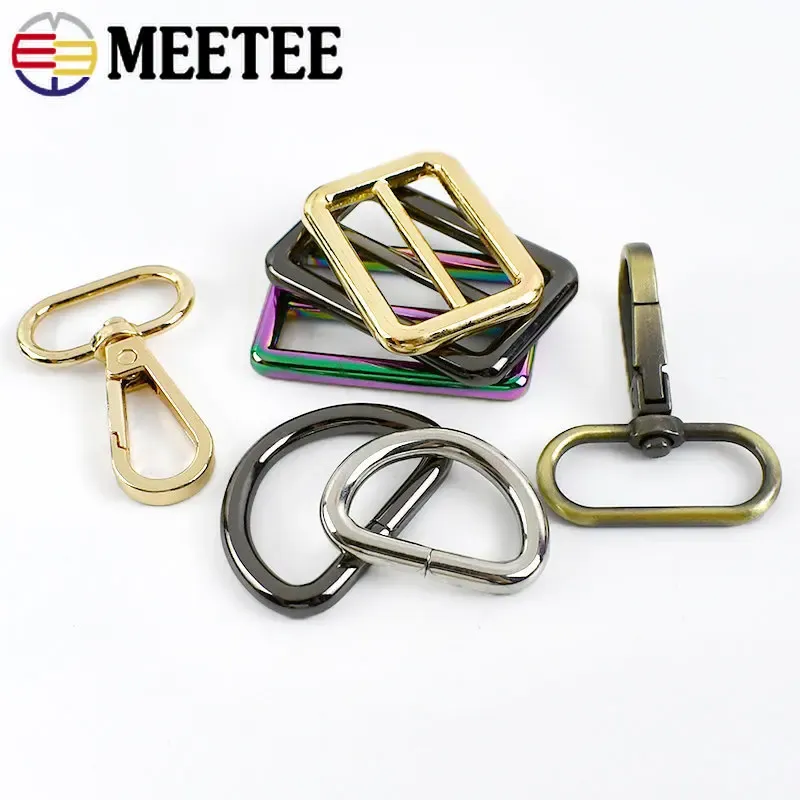 2Sets 16-38mm Metal Bag Buckle For Strap Tri-Glide Slider D Ring Clasp Webbing Dog Collar Adjuster Hooks Diy Sy Accessoarer