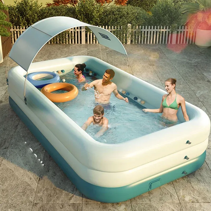 Accessoires 305 cm/210 cm grote afneembare zwembaden voor familie 3 lagen automatisch outeerbaar zwembad voor kinderen Ocean Ball PVC Bath Kids