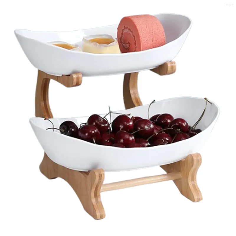 Gancio di frutta ciotola a 2 livelli cestino per banco di livello scandinavo alimentare rimovibile server per cucina