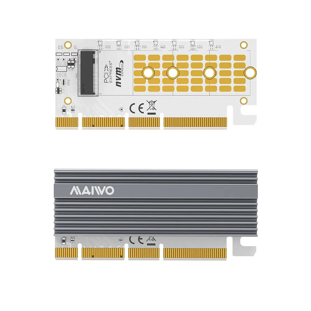 Карты Maiwo M.2 M Ключ SSD -адаптерная карта расширения 32 Гбит / с M2 NVME к PCIE 3.0 X4 X8 X16 Адаптерные карты адаптера RISER для Win 7 8 10 Linux