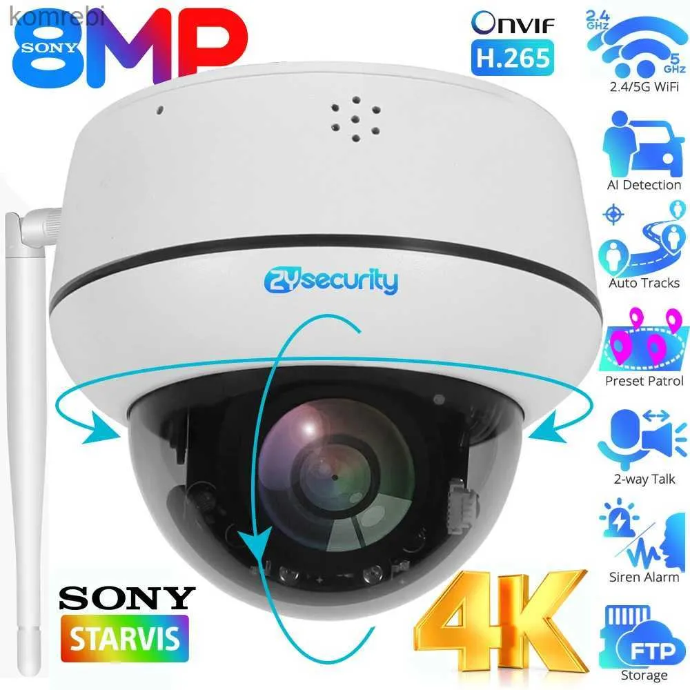 Câmeras PTZ 4K 8MP WiFi Dome PTZ Câmera de rastreamento humano ao ar livre Câmera IP Bidirectional Audio Wireless Home Safety Câmera de monitoramento C240412