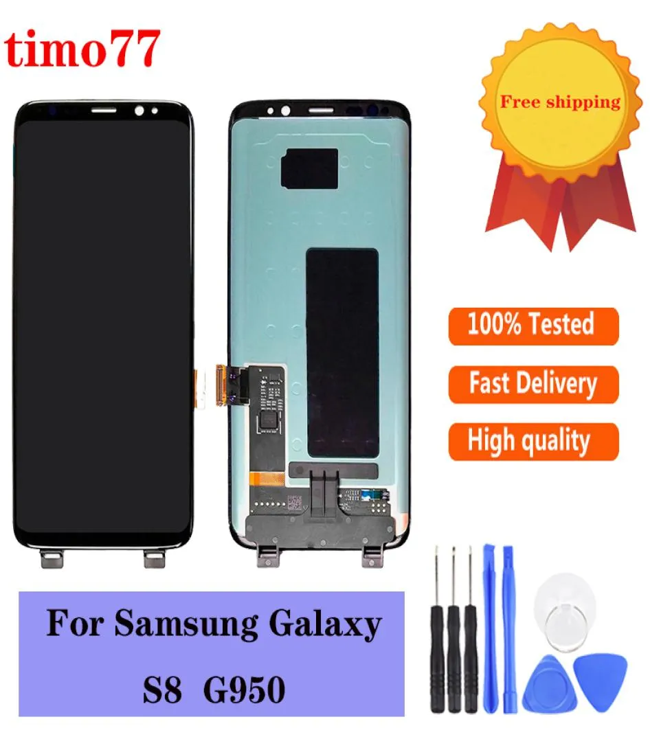 Original 100 Testade LCD -paneler Display Touch Screen Digitizer Ersättningsdel för Samsung Galaxy S8 G950 G950A G950F G950T G950V3975467