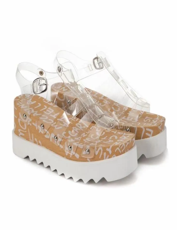 Stella Mccartney Women Ed Curtis Transparent Elyse Sandals Women Summer Shoes Wedge Platform1918809